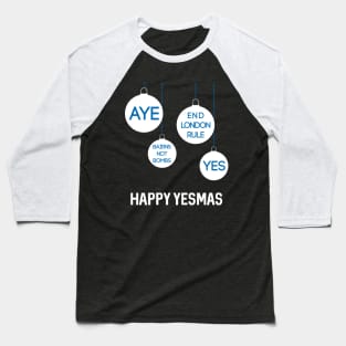 White Happy Yesmas Christmas Decoration Bauble Design Baseball T-Shirt